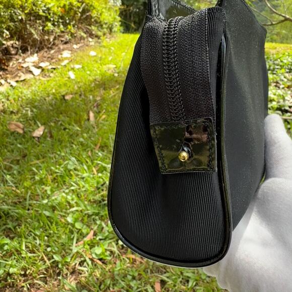 Salvatore Ferragamo Bow Vara Clutch Soft Nylon Black Small Pouch Authentic - Picture 3 of 10